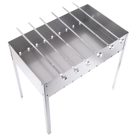 Мангал сборный стальной, размер 500х300х500 мм + 6 шампуров из нержавеющей стали, в коробке, 701728 - МСК «Форвард»