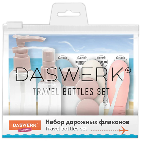 Дорожный набор флаконов в косметичке, 8 флаконов (80 мл / 3х60 мл / 50 мл / 30 мл / 2х10 мл), DASWERK (ДАСВЕРК), 609300 - МСК «Форвард»