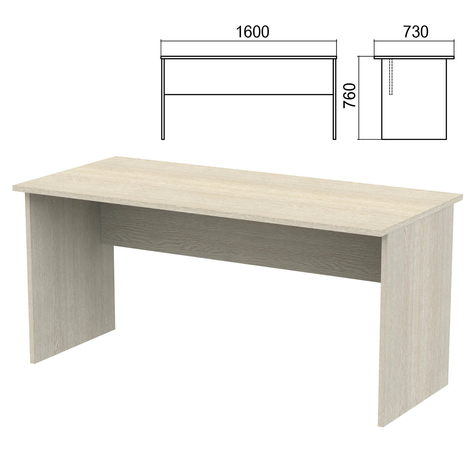 Стол письменный "Арго" (ш1600*г730*в760 мм), ясень шимо, А-004, 641266
