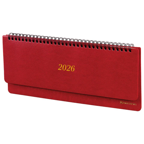 Планинг датированный 2026 305х140 мм BRAUBERG "Iguana", под кожу, красный, 117225 - МСК «Форвард»