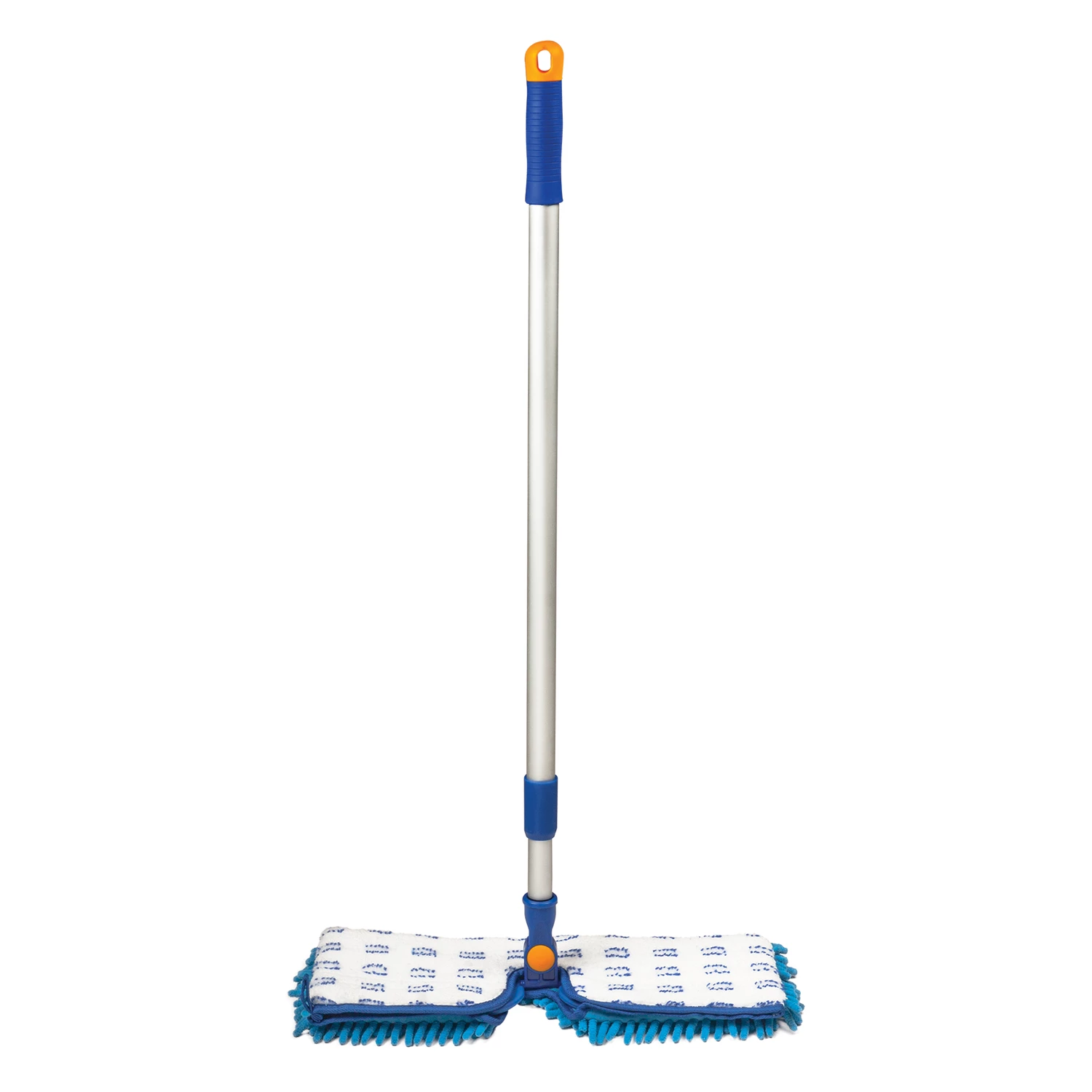 Швабра двусторонняя 40см, телескопический черенок 130см (алюминий), резьба 1,6см, микрофибра, LAIMA 601465  