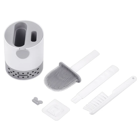 Ершик для унитаза силиконовый (плоский) + щеточка, напольный / настенное крепление, LAIMA, 700561 - МСК «Форвард»