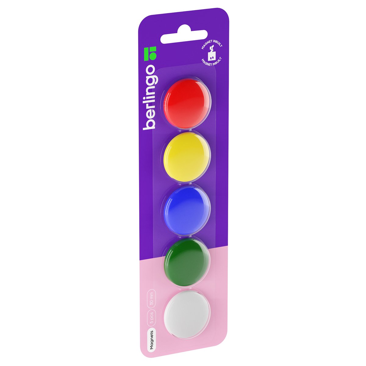 Магнит для досок Berlingo 30мм, 5шт., ассорти, европодвес SMm_03010 135180