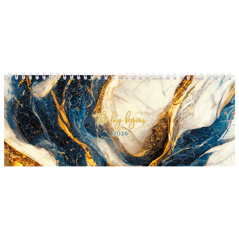 Планинг датированный 2026 285х112 мм, STAFF, гребень, картонная обложка, 64 л., "Мрамор", 117364 - МСК «Форвард»