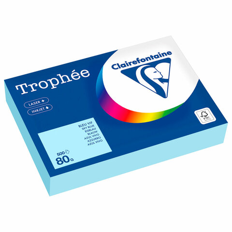 Бумага цветная CLAIREFONTAINE, А4, 80 г/м2, 500 л., пастель, небесно-голубой, Франция, 1798PC  116714