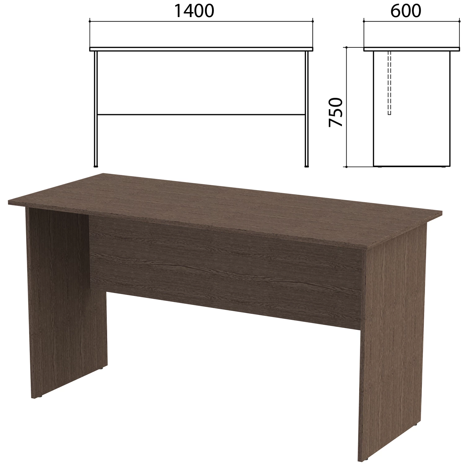 Стол письменный "Канц", 1400х600х750 мм, цвет венге/венге (КОМПЛЕКТ) 980427