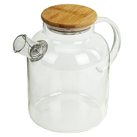 Чайник заварочный 1500 мл "Бочонок", жаропрочное стекло, спиральное сито, DASWERK, 608645 - МСК «Форвард»