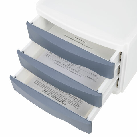 Бокс с 3 выдвижными лотками, корпус светлый, лотки серые, 235х300х355 мм, BRAUBERG "Office-Expert", 238040 - МСК «Форвард»