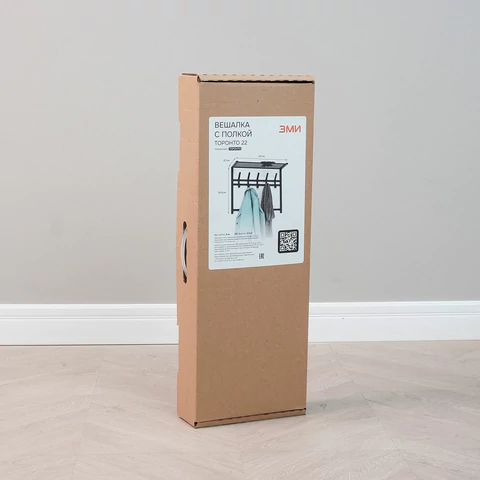 Вешалка настенная с полкой 2 яруса ZMI "Торонто-22", 585х670х270 мм, 9 крючков, металл, черная, ВСПТ22 Ч 700938 - МСК «Форвард»