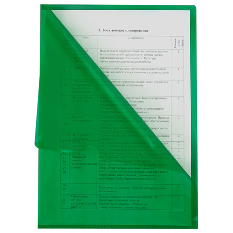 Папка-уголок жесткая прозрачная А4 BRAUBERG UNIVERSAL, зеленая, 0,15 мм, со штрихкодом, 273053 - МСК «Форвард»