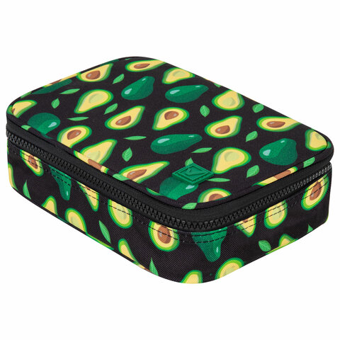 Пенал-косметичка BRAUBERG БОЛЬШОЙ, 1 отделение, 1 откидная планка, ткань, 21x15x6см, Avocado, 270706