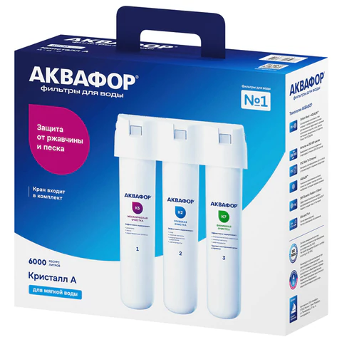 Фильтр для воды АКВАФОР "Кристалл А", для холодной воды, 3 ступени очистки, ресурс 6000 л, кран в комплекте, 205966 609289 под заказ - МСК «Форвард»