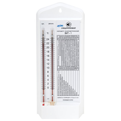 Гигрометр психрометрический ВИТ-1 с поверкой РФ, диапазон: от 0 до +25 °С 671341