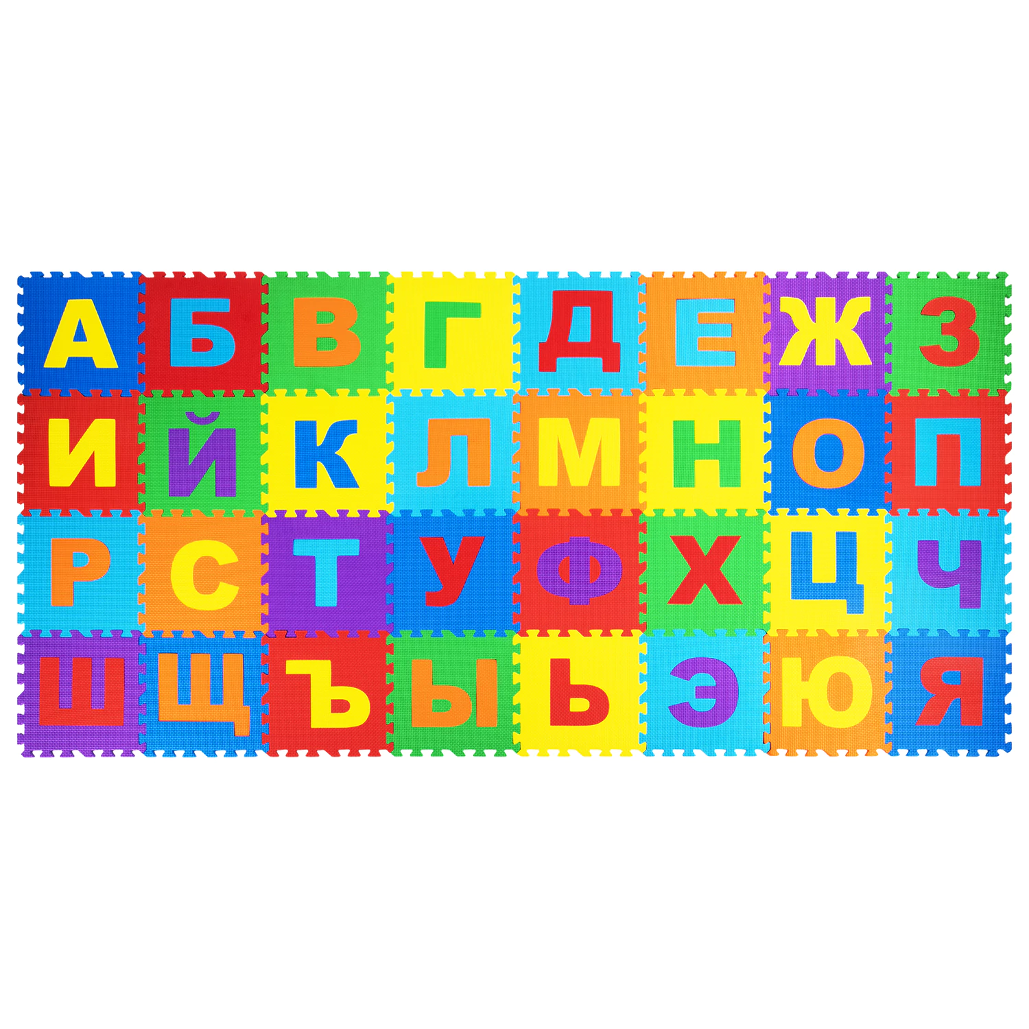 Коврик-пазл напольный 2,4*1,2м мягкий "Алфавит" 32 элемента 30*30см, 1 см, ассорти, ЮНЛАНДИЯ, 664657