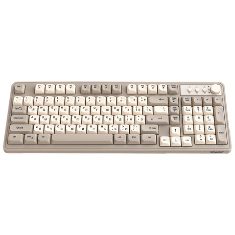 Клавиатура проводная бесшумная USB, 102+98 клавиш, LED-подсветка, SONNEN K620, слоновая кость / серая, 513950