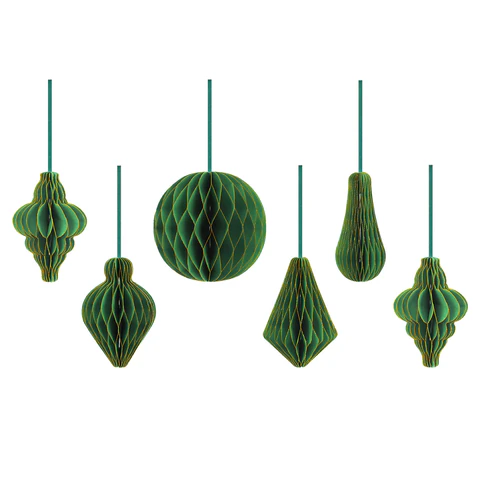 Елочные украшения из бумаги, НАБОР 6 шт., с глиттером, цвет изумрудный, ЗОЛОТАЯ СКАЗКА, 592541 - МСК «Форвард»