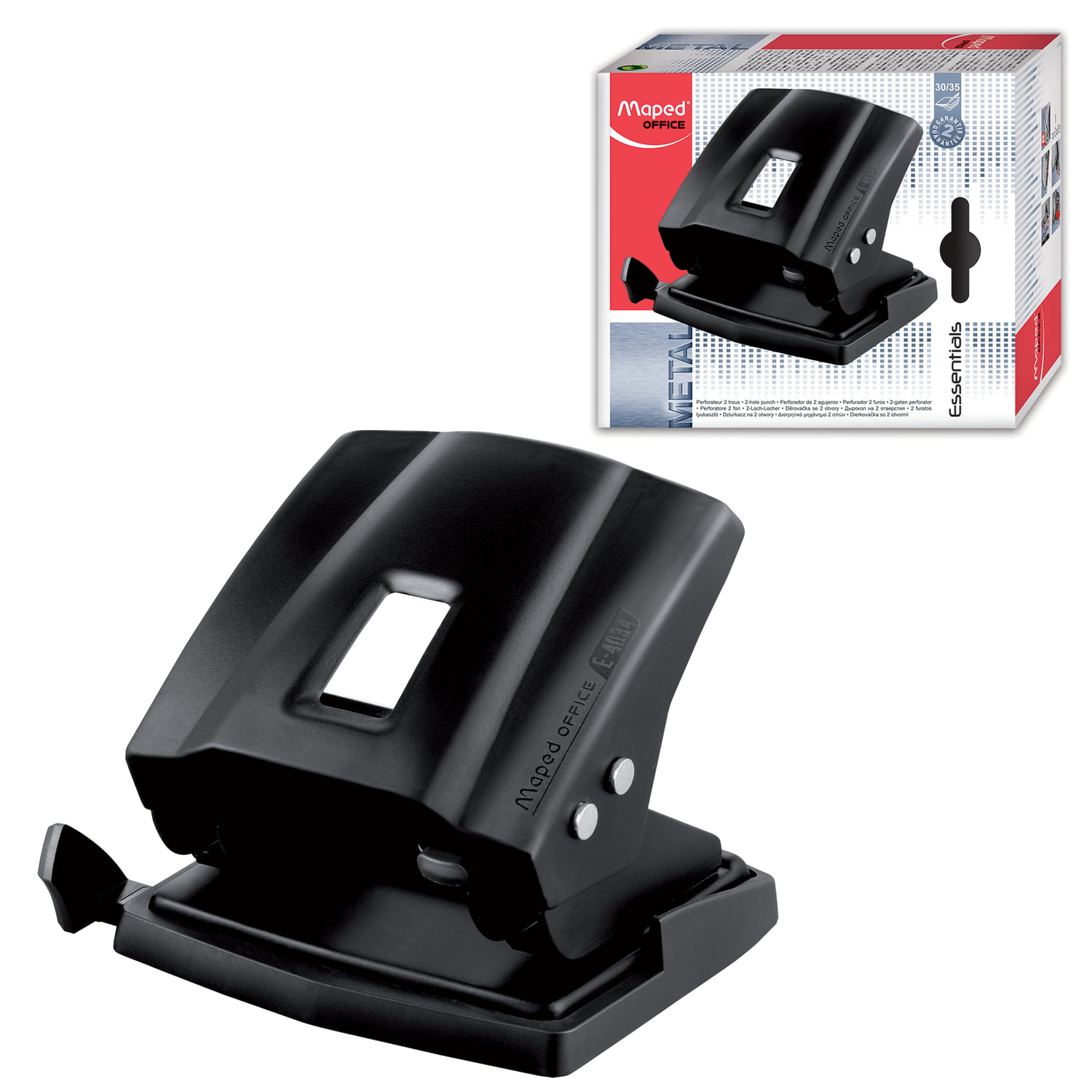 Дырокол MAPED (Франция) "Essentials Metal", металлический большой, на 35 листов, черный, 403411 224925