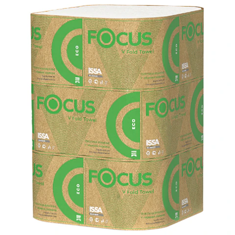 Полотенца бумажные 250 шт., FOCUS (Система H3) Eco, 1 слой, белые, КОМПЛЕКТ 15 пачек, 23х23 см, V-сложение, 5083741 118582 - МСК «Форвард»