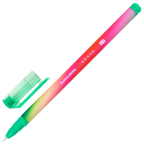 Ручка гелевая BRAUBERG GRADE NEON, ЧЕРНАЯ, игольчатый узел 0,5 мм, линия письма 0,3 мм, 144285 - МСК «Форвард»
