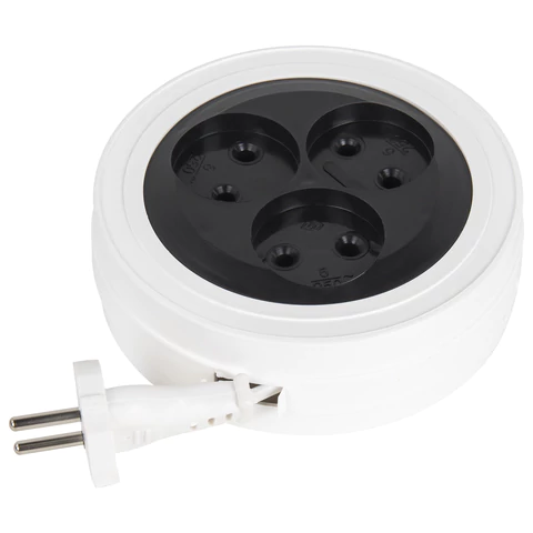 Удлинитель рулетка РАДИСТ Р16-008 3 розетки без заземления, 5м, 2х0,75мм, 1300Вт, белый 323 512617