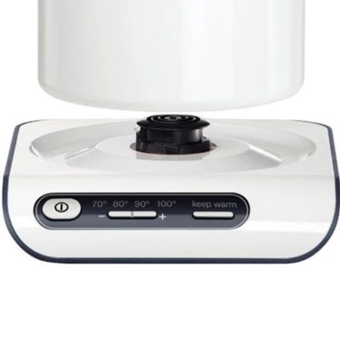 Чайник BOSCH TWK8611P, 1,5 л, 2400 Вт, закрытый нагревательный элемент, нержавеющая сталь, белый 453113 - МСК «Форвард»