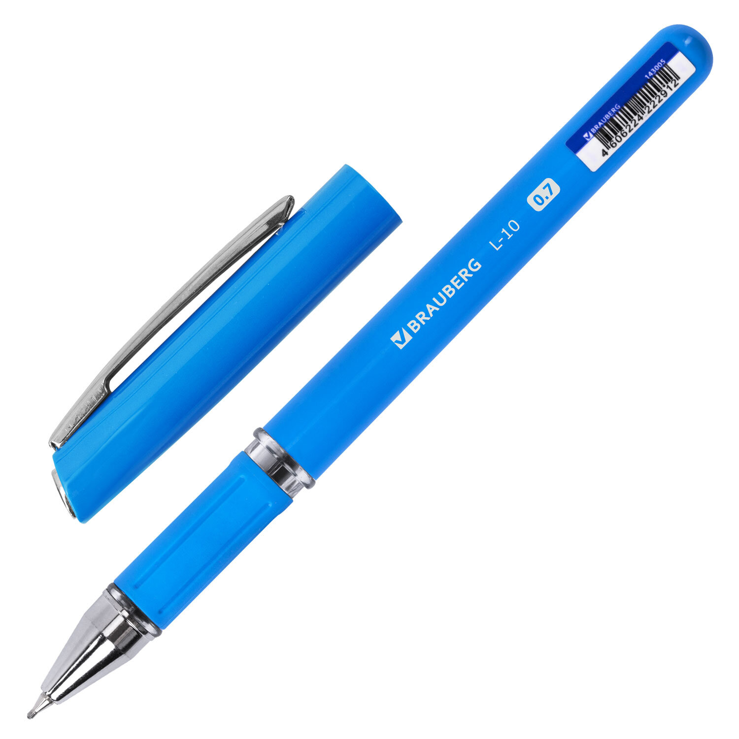 Ручка шариковая масляная с грипом BRAUBERG Roll, СИНЯЯ, корпус синий, 0,7мм, линия 0,35мм, 143005