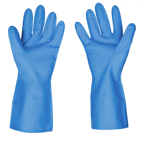 Перчатки нитриловые SCAFFA "Практик", хлопчатобумажное напыление, КЩС-1, размер 10, XL (очень большой), синие, 00-01017723 701657 - МСК «Форвард»