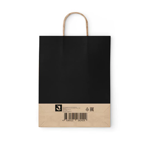 Крафт-пакет бумажный "Black" 26х15х35 см, КОМПЛЕКТ 25ШТ с кручеными ручками, плотность 80 г/м2, моноцвет, 112429 701004 - МСК «Форвард»