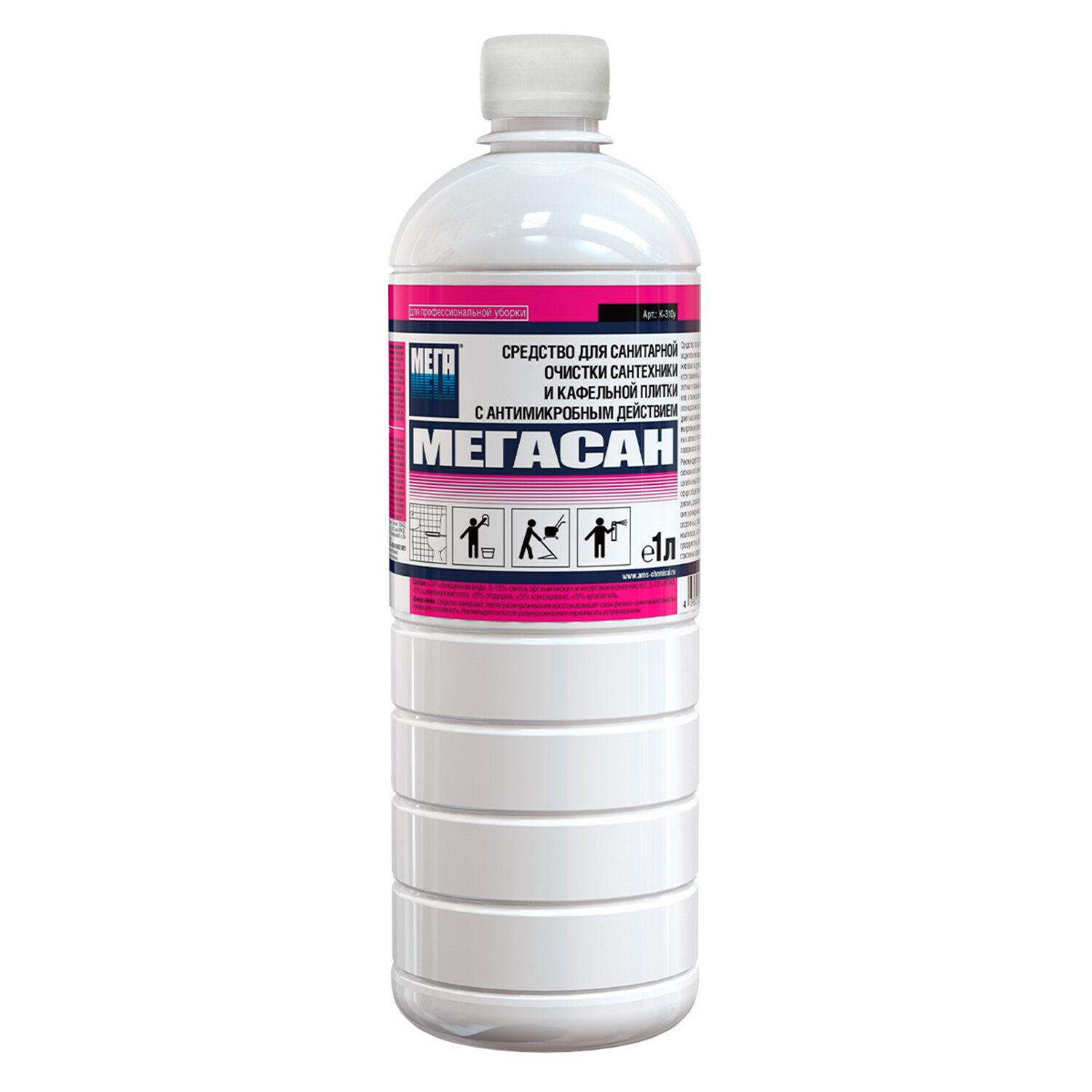 Средство для уборки санитарных помещений 1л МЕГАСАН, дезинфицирующее, концентрат,  К 310 604337