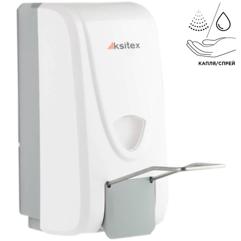 Дозатор локтевой для жидкого мыла и антисептика НАЛИВНОЙ, 1 л, белый, KSITEX, ES-1000 604431