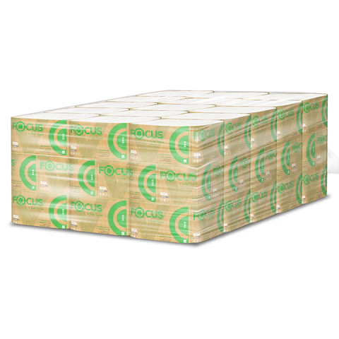 Полотенца бумажные 250 шт., FOCUS (Система H3) Eco, 1 слой, белые, КОМПЛЕКТ 15 пачек, 23х23 см, V-сложение, 5083741 118582 - МСК «Форвард»