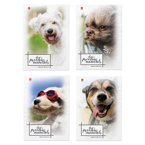 Блокнот МАЛЫЙ ФОРМАТ А7, 40л, скоба, ламинированный картон, клетка, Альт, Щеночки, 4 вида, 3-40-107 111289