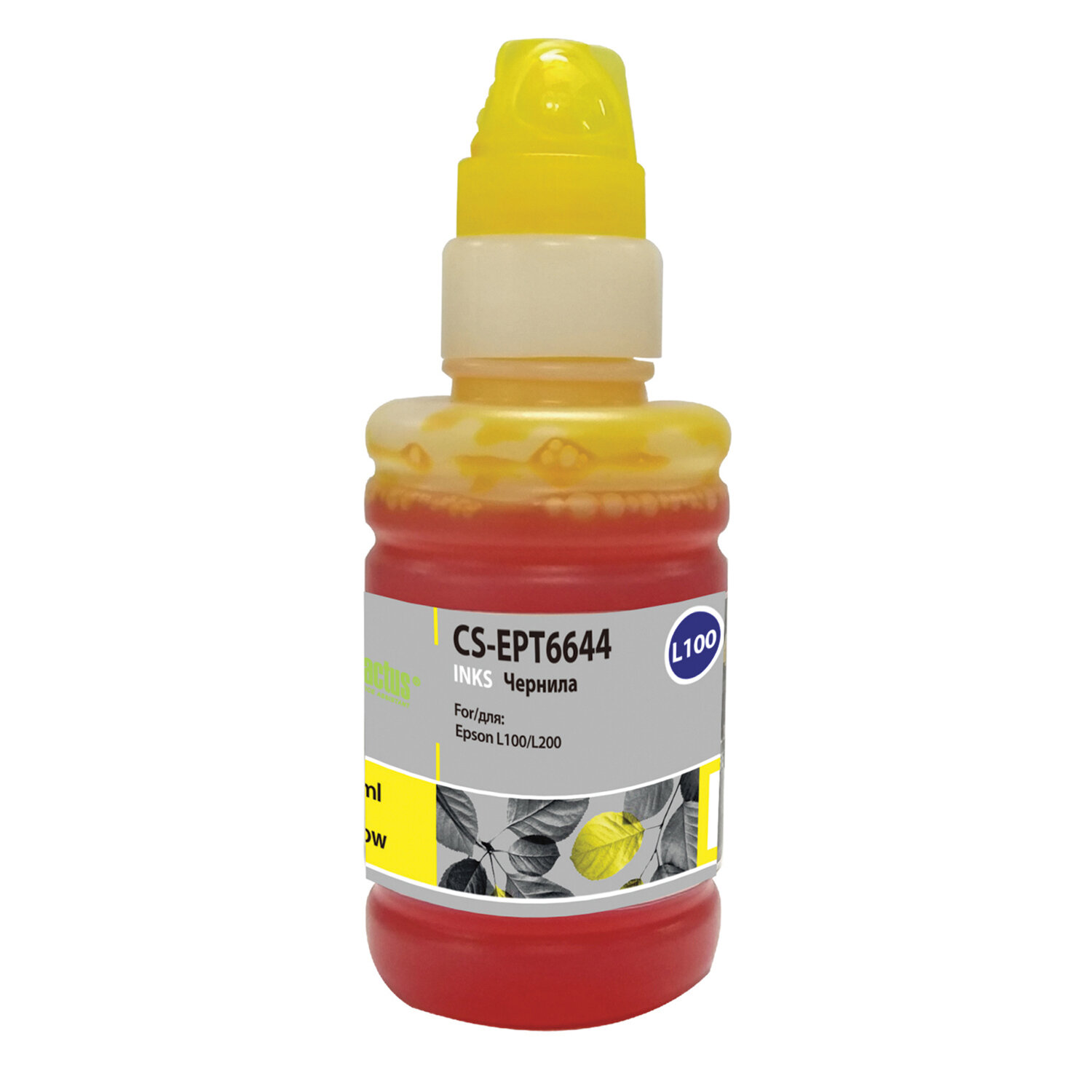 Чернила CACTUS (CS-EPT6644) для СНПЧ EPSON L100/L110/L200/L210/L300, желтые, 0,1л CS-EPT6644  361918