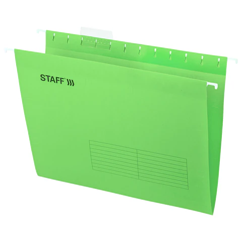 Подвесные папки А4 (350х240 мм) до 80 л., КОМПЛЕКТ 10 шт., зеленые, картон, STAFF, 270929 - МСК «Форвард»