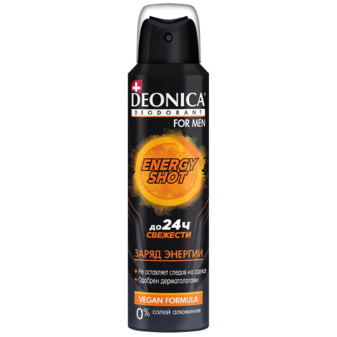 Дезодорант аэрозольный мужской 150 мл, DEONICA FOR MEN "ENERGY SHOT", 4650056492647S 609377 - МСК «Форвард»