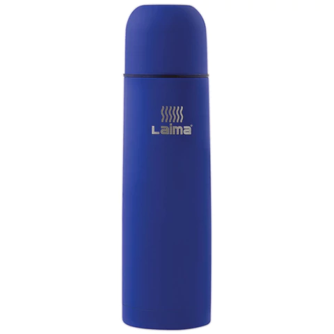 Термос LAIMA классический с узким горлом, 1л, нержавеющая сталь, синий, 605124