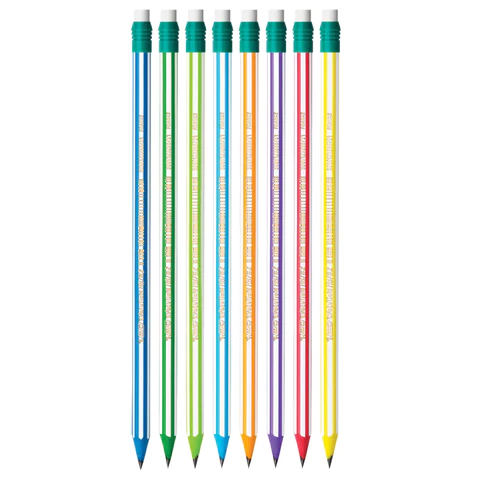 Карандаш чернографитный BIC, 1 шт., "Evolution Stripes", HB, с ластиком, корпус ассорти, 8960342 180921