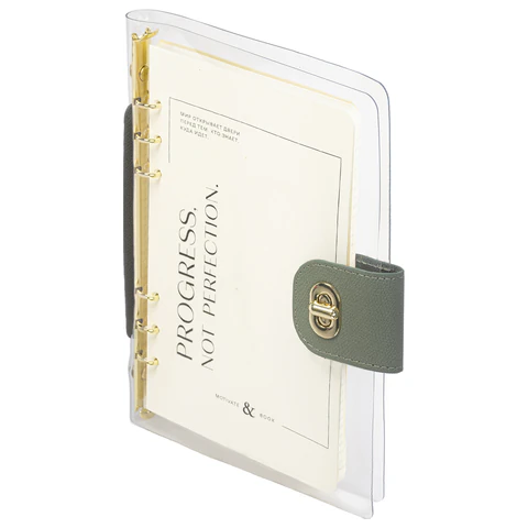 Блокнот А5 180x235 мм, BRAUBERG "Fabulous", гибкий, на кольцах, застежка, 80 л., оливковый, 116195 - МСК «Форвард»