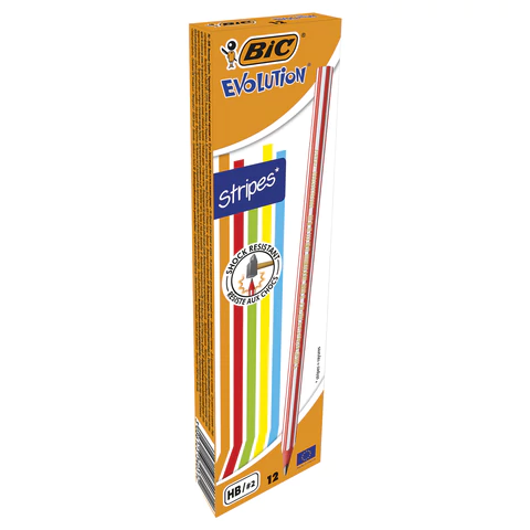 Карандаш чернографитный BIC, 1 шт., "Evolution Stripes", HB, корпус ассорти, 918487 180923 - МСК «Форвард»