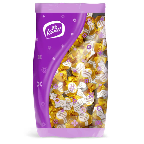Конфеты шоколадные KONTI "Золотая лилия" на основе тоффи со сгущенным молоком, 1000 г, пакет, 16511 622556