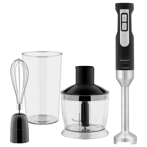 Блендер погружной SCARLETT SC-HB42F61, 1100 Вт, 25 скоростей, 3 насадки, стакан, черный 455848