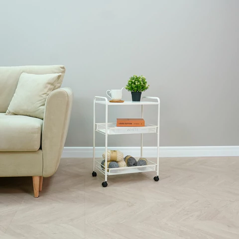 Этажерка офисно-бытовая "Ладья-33КС", 650х450х300 мм, 2 яруса + столик, металл, белая, Э 356 Б 700933 - МСК «Форвард»