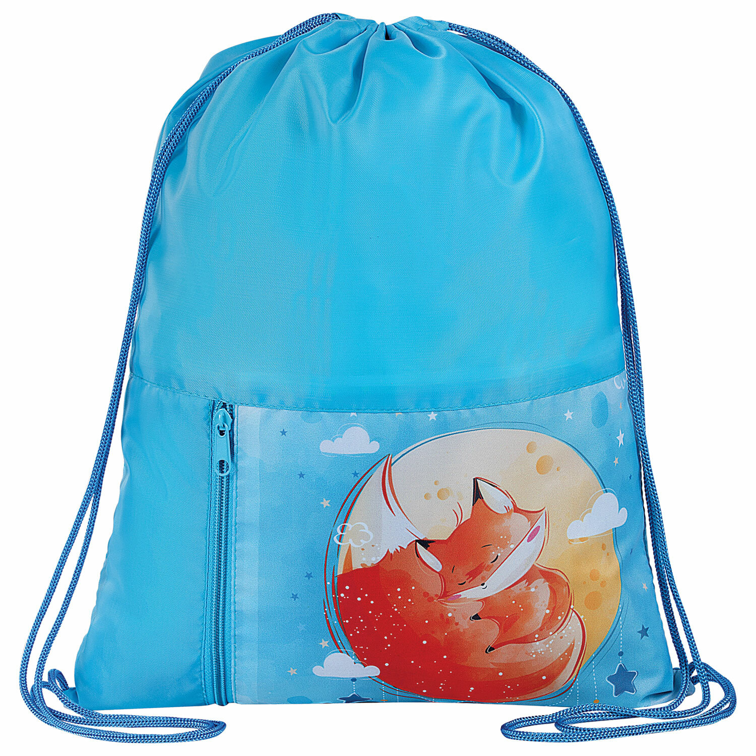 Мешок для обуви ЮНЛАНДИЯ, карман на молнии, 33х42 см, Moon fox, 271054