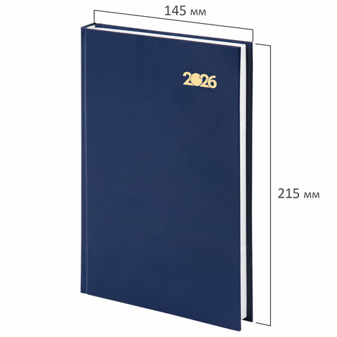 Ежедневник датированный 2026 145х215 мм, А5, STAFF, обложка бумвинил, синий, 117305 - МСК «Форвард»