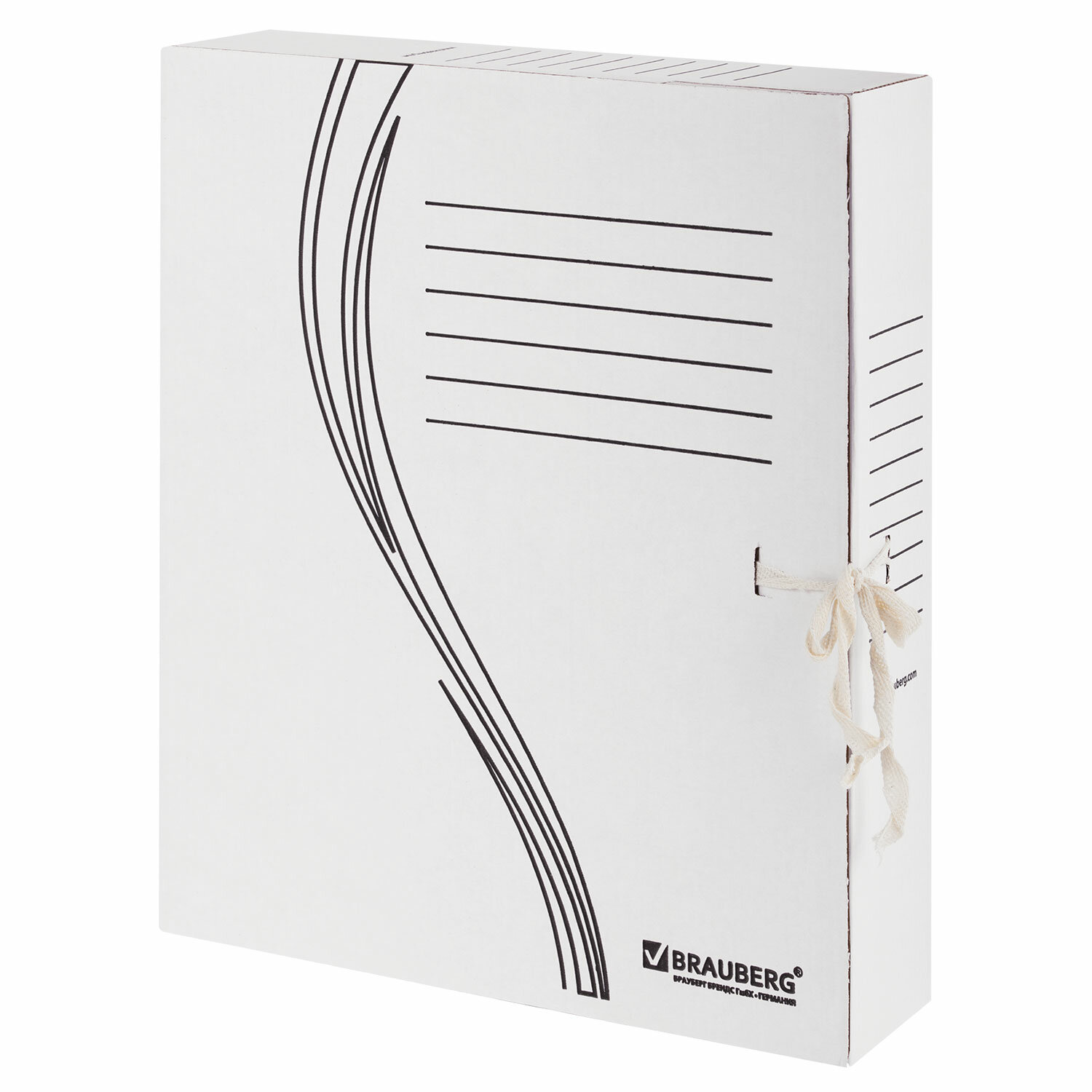 Папка архивная с завязками А4 (325х260мм), 75мм, до700л,плотн,микрогофрокартон,БЕЛАЯ,BRAUBERG,124850