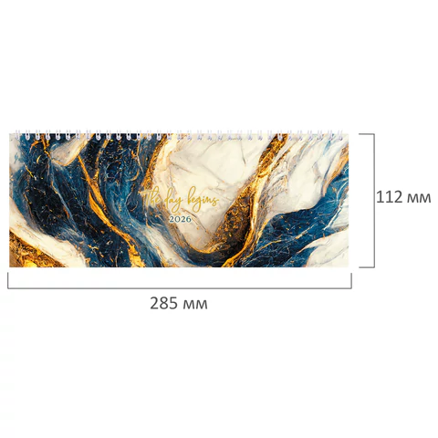 Планинг датированный 2026 285х112 мм, STAFF, гребень, картонная обложка, 64 л., "Мрамор", 117364 - МСК «Форвард»