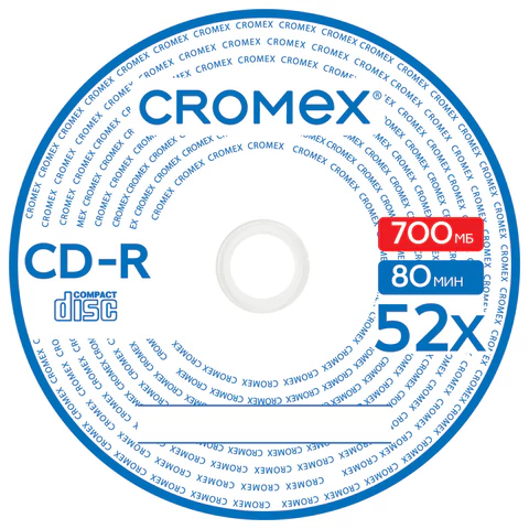 Диск CD-R CROMEX (КРОМЕКС), 700 Mb, 52x, Cake Box (упаковка на шпиле), КОМПЛЕКТ 50 шт., 513772 - МСК «Форвард»