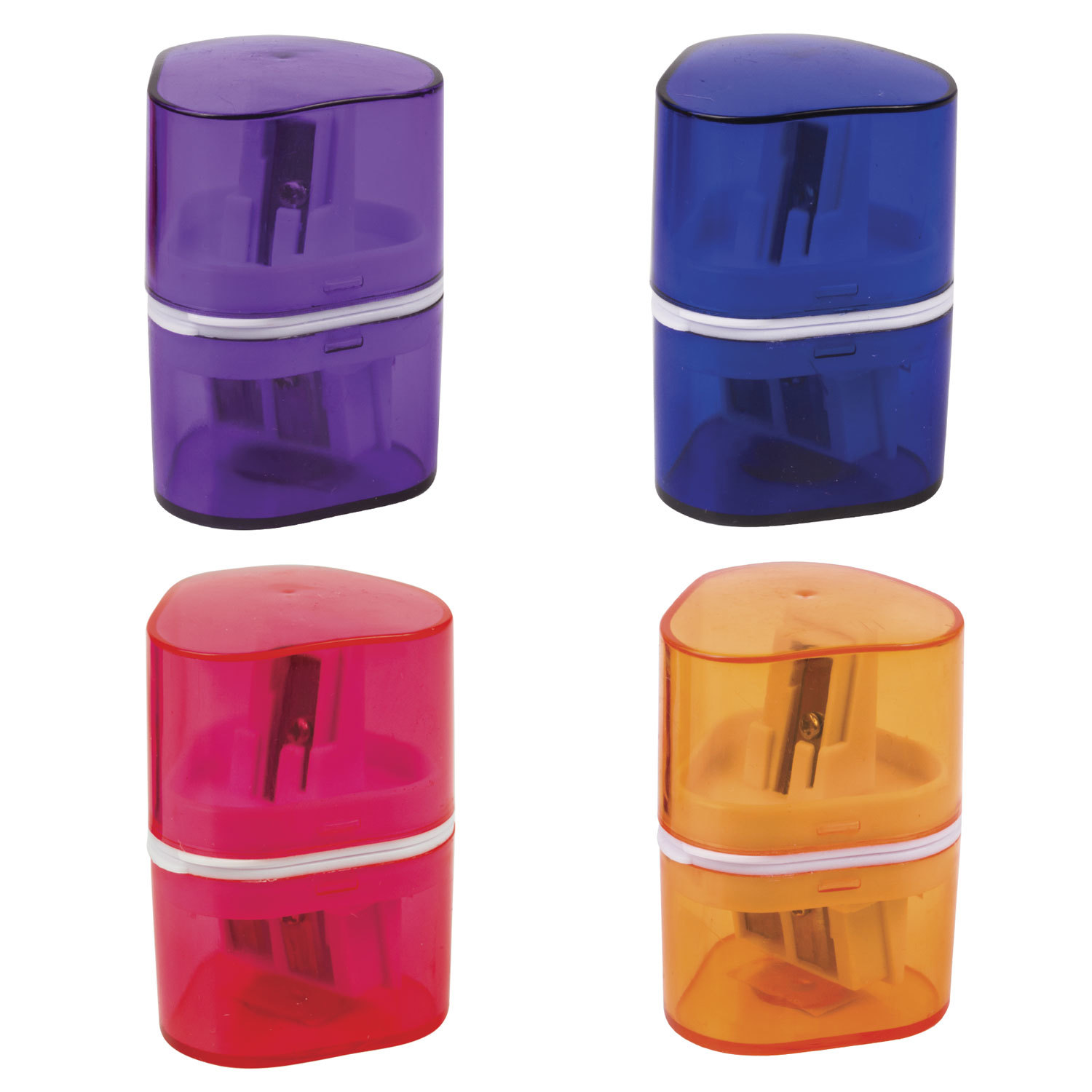 Точилка BRAUBERG CASE с контейнером, пластиковая, треугол., двухстор., 3 отверстия, ассорти, 226943