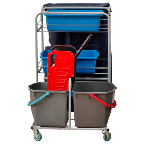 Тележка уборочная Eco-Force МНОГОФУНКЦИОНАЛЬНАЯ MEGA 2 ведра по 25 л, отжим, 3 поддона, держатель и основание для мешка, мешок, 26EF/1, 26EF/1 б/в 609751 - МСК «Форвард»