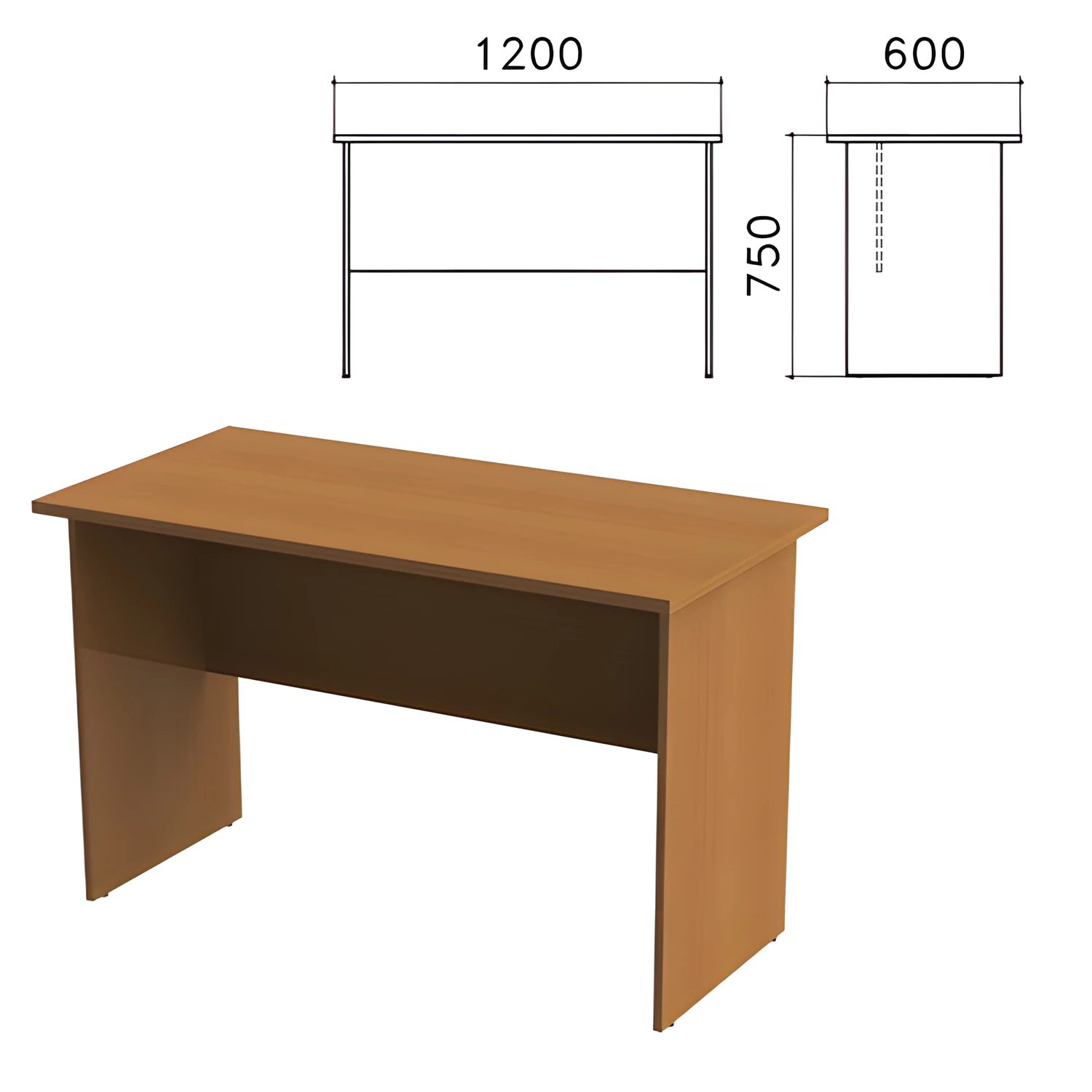 Стол письменный "Монолит" (ш1200*г600*в750 мм), цвет орех, СМ21.3 640078